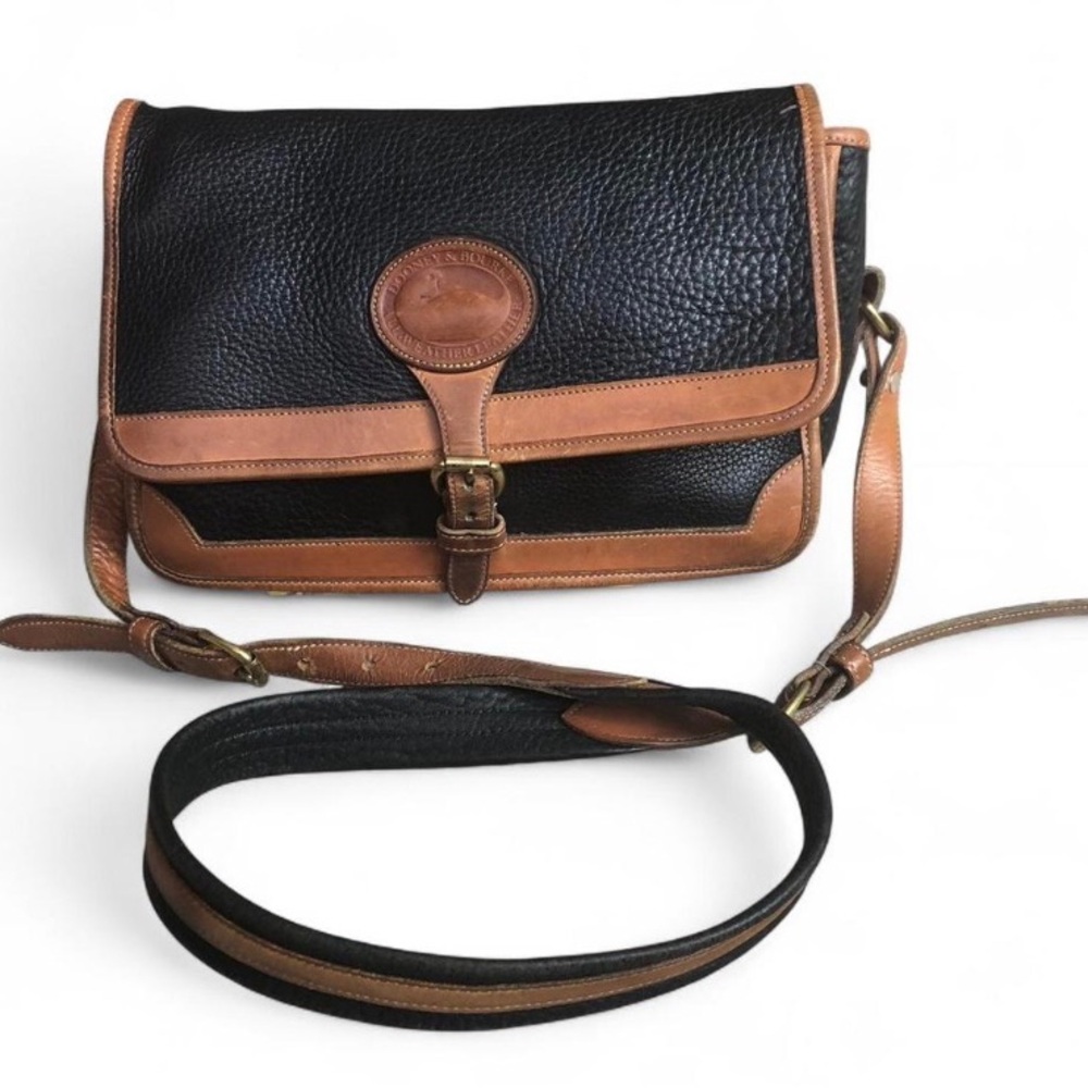 Dooney & Bourke Black Leather Buckle Crossbody Bag Vintage Purse Made in USA
